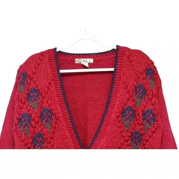 Vintage 80s 90s Grandpa Cardigan Sweater Size Large Classic Knit Ramie Argyle - Picture 2 of 12